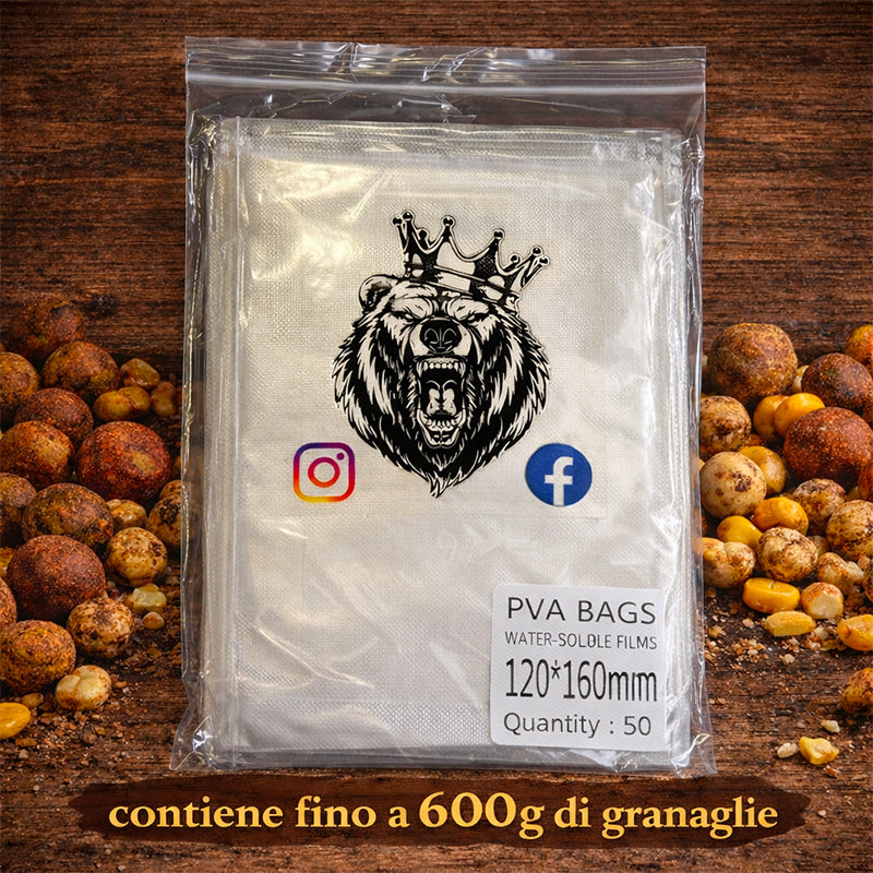 NF Baits PVA Bags Carpfishing – Sacchetti Solubili 50 Pz per Stick Mix e Granaglie